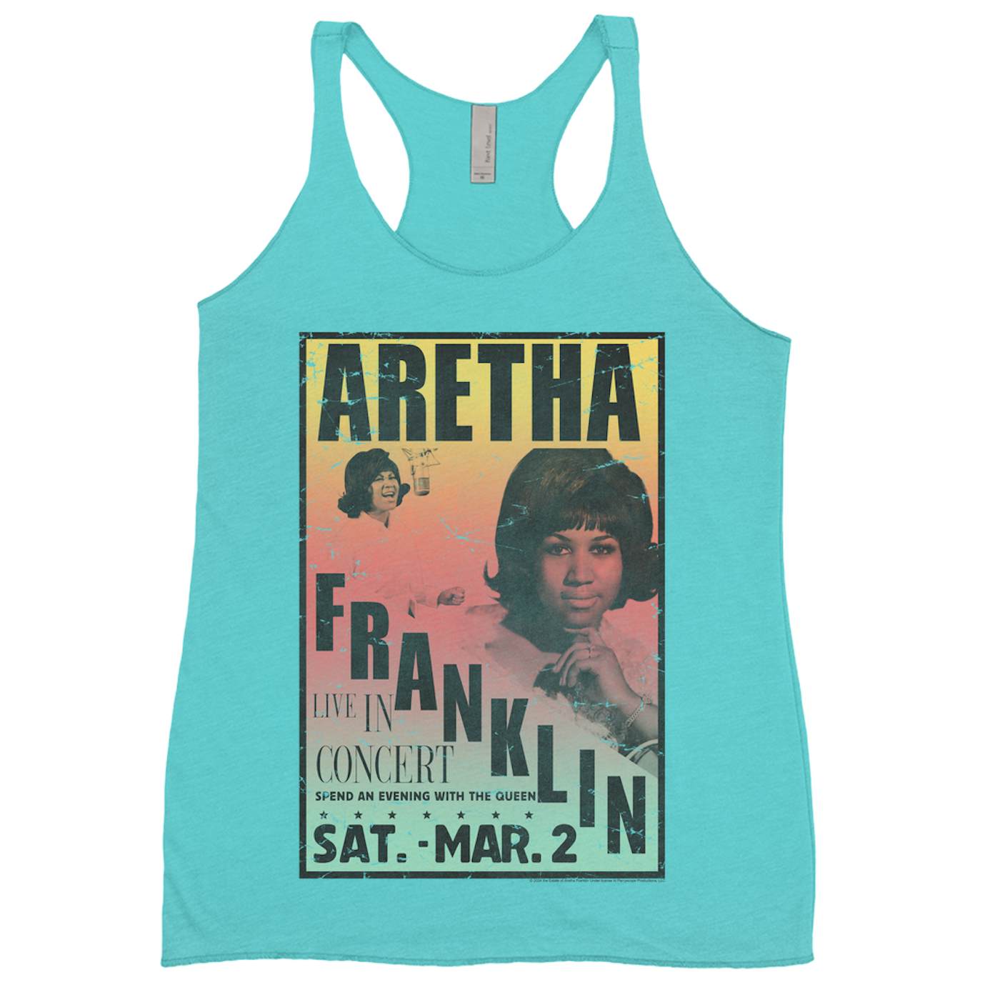 Aretha Franklin Ladies' Tank Top | An Evening With The Queen Rainbow Ombre Aretha Franklin Shirt