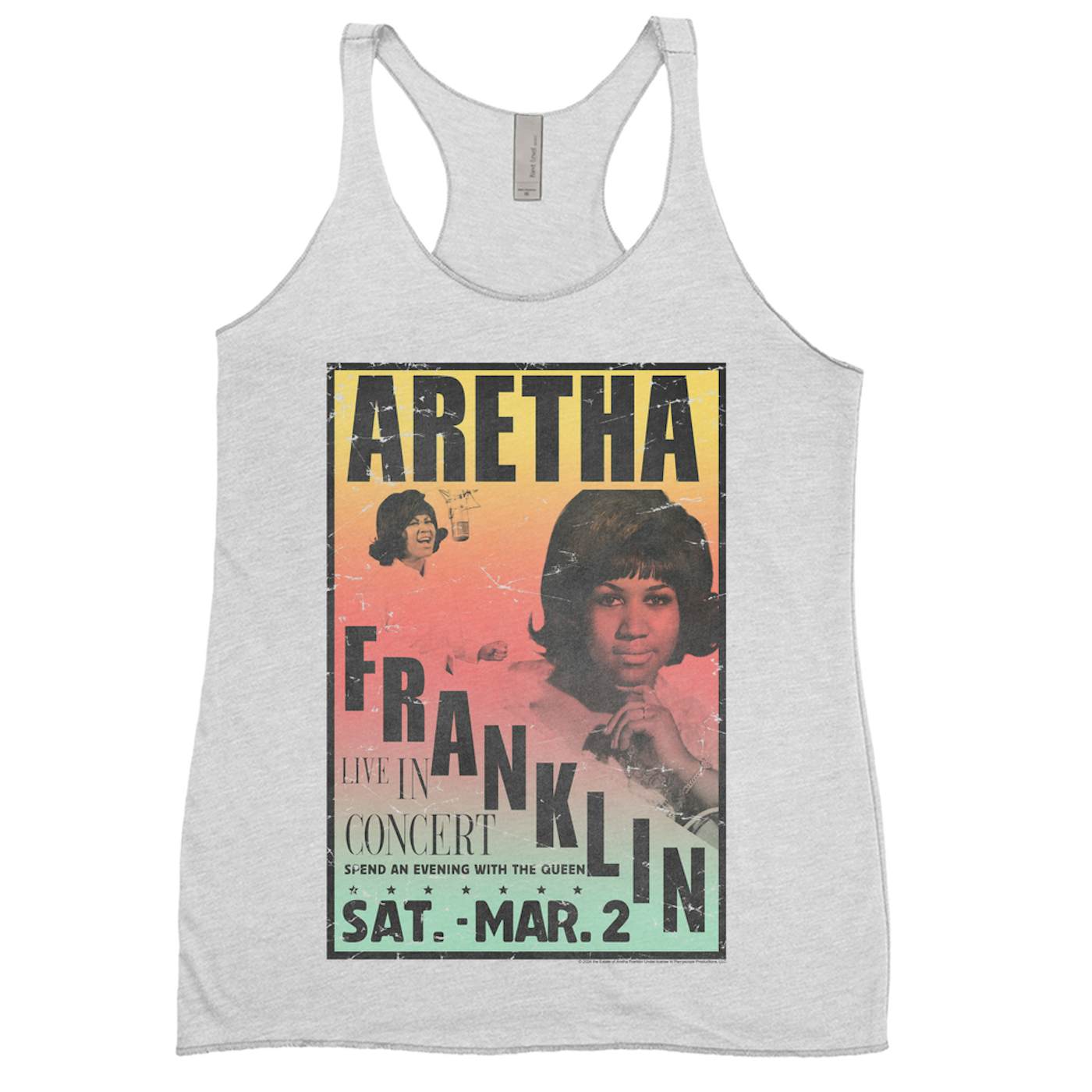 Aretha Franklin Ladies' Tank Top | An Evening With The Queen Rainbow Ombre Aretha Franklin Shirt