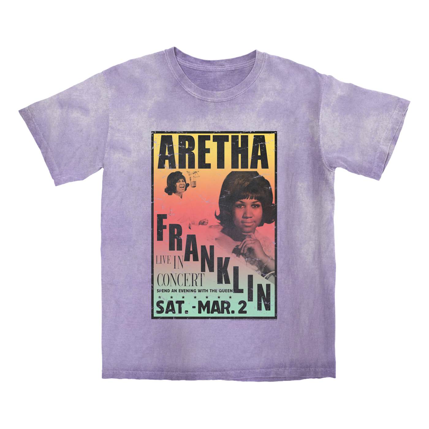 Aretha Franklin T-shirt | An Evening With The Queen Rainbow Ombre Aretha Franklin Color Blast Shirt