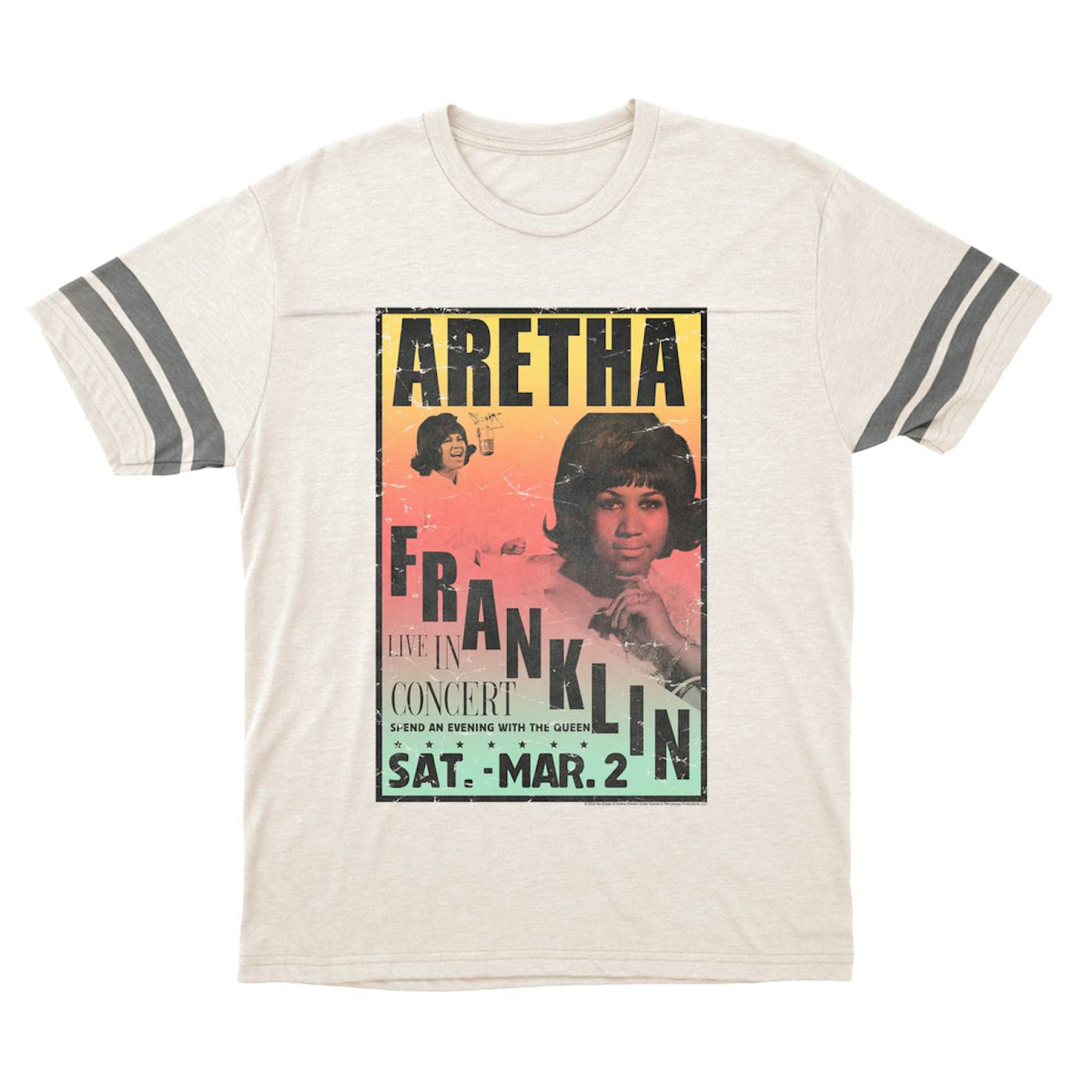 Aretha Franklin T-Shirt | An Evening With The Queen Rainbow Ombre Aretha Franklin Football Shirt