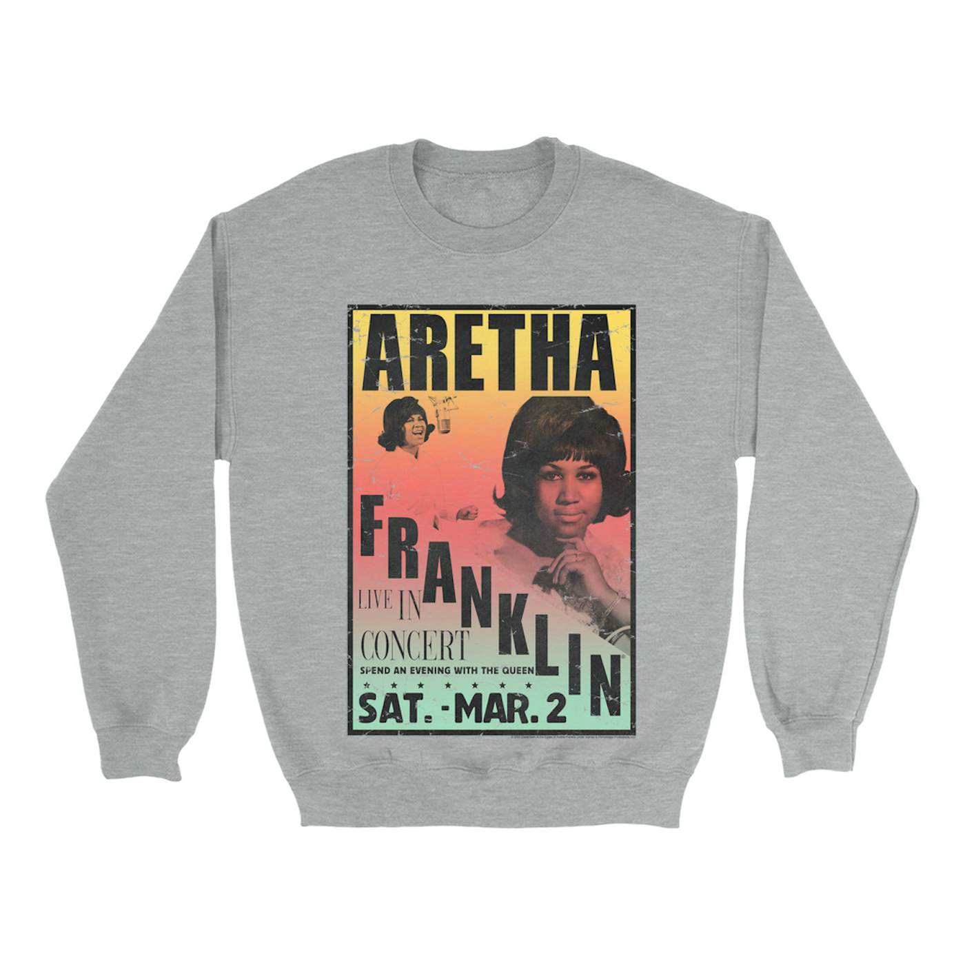 Aretha Franklin Sweatshirt | An Evening With The Queen Rainbow Ombre Aretha Franklin Sweatshirt