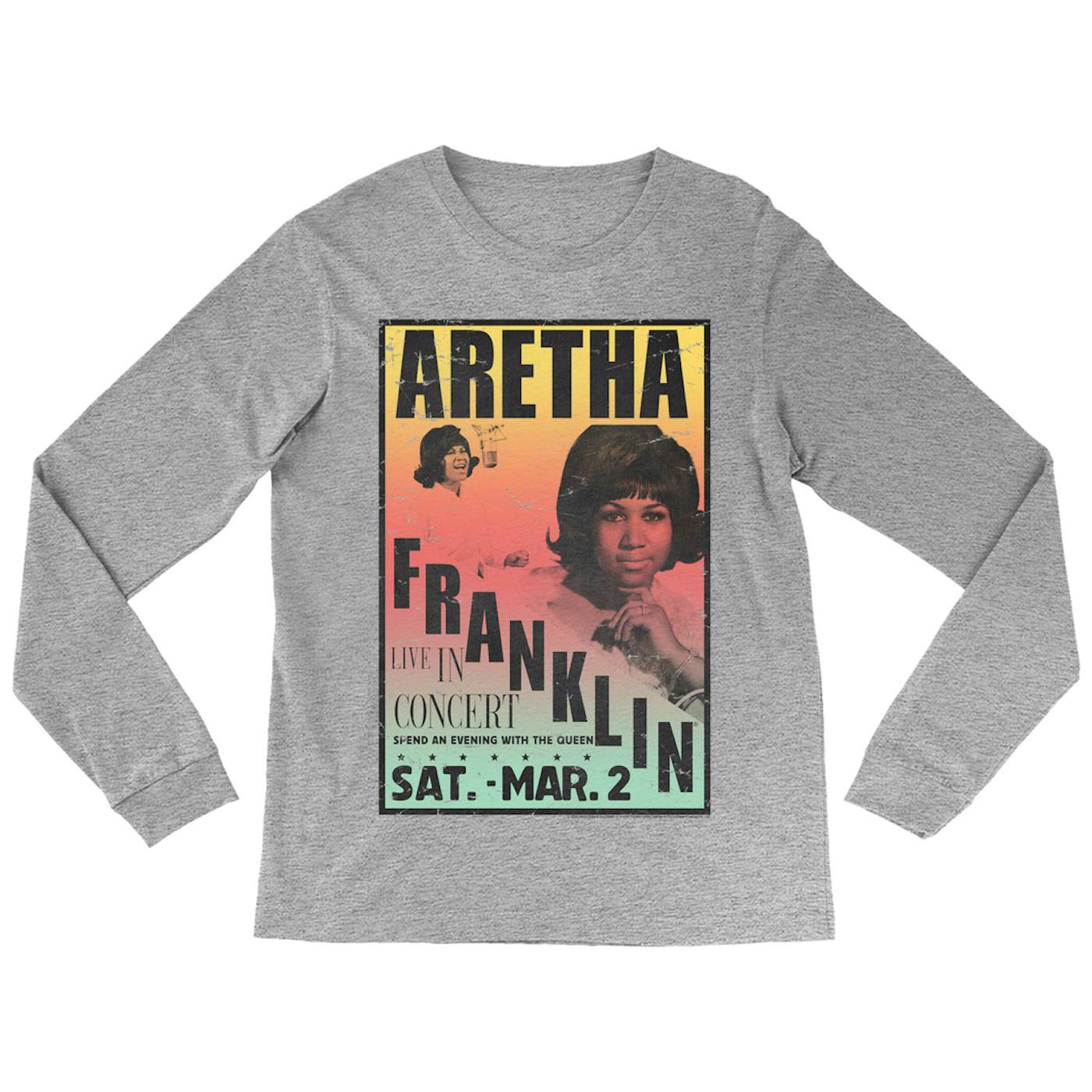 Aretha Franklin Long Sleeve Shirt | An Evening With The Queen Rainbow Ombre Aretha Franklin Shirt