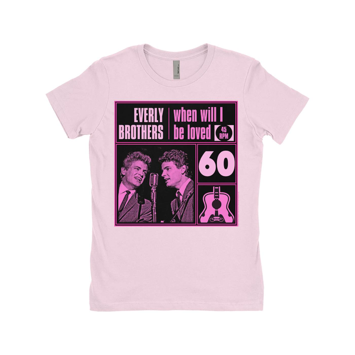 The Everly Brothers Ladies' Boyfriend T-Shirt | When Will I Be Loved Pink Black The Everly Brothers Shirt