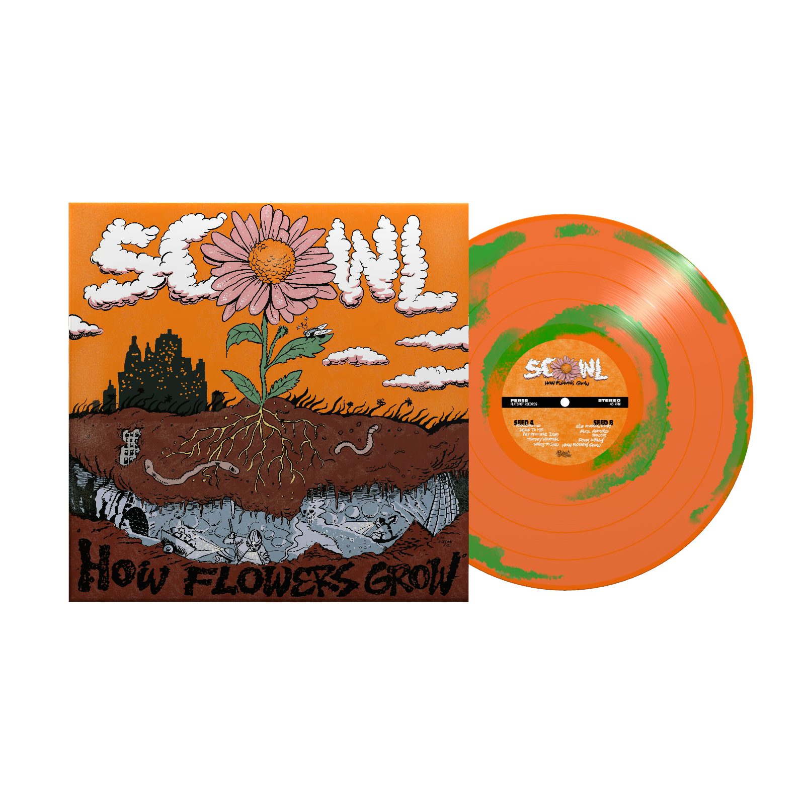 Scowl How Flowers Grow LP (Neon Green/Orange) (Vinyl)