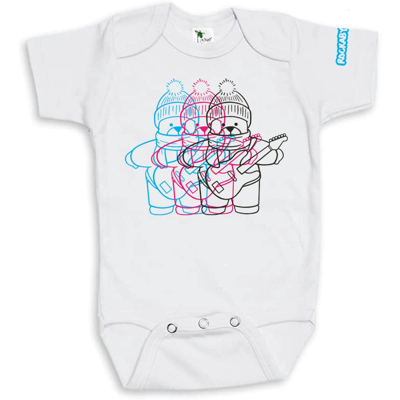 Rockabye Baby! Organic Baby Bodysuit (Holiday Design on White)