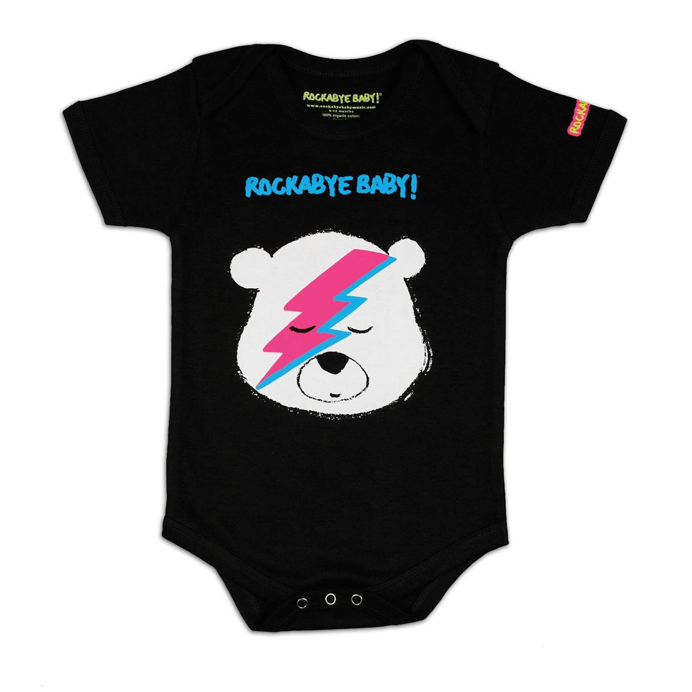 Rockabye Baby! Organic Baby Bodysuit ("Lullaby Renditions of David Bowie" Album Art on Black or White)