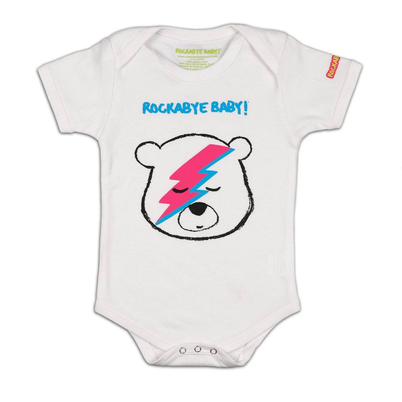 Rockabye Baby! Organic Baby Bodysuit ("Lullaby Renditions of David Bowie" Album Art on Black or White)