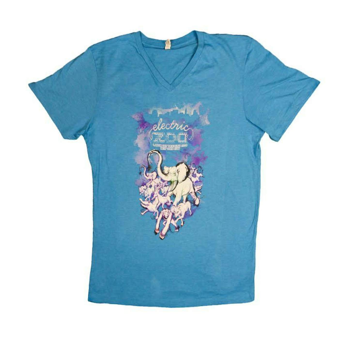 Electric Zoo Festival 2014 Stampede V-Neck Tee (Neon Blue)