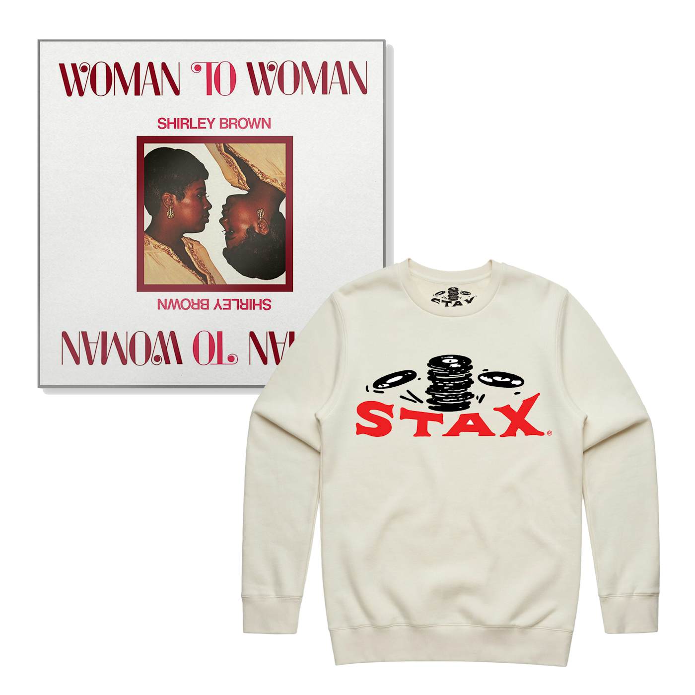 Shirley Brown Woman To Woman (LP) + Stax Falling Records Crewneck Bundle