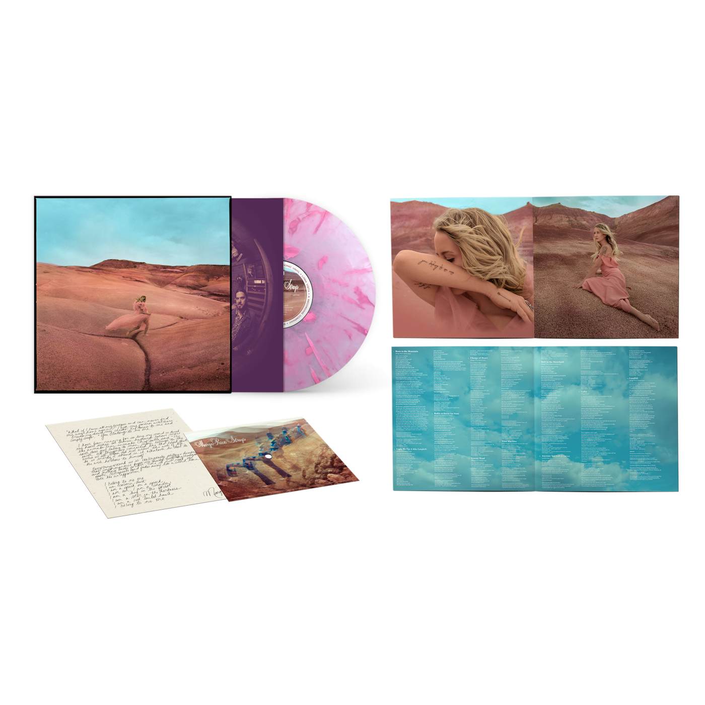 Margo Price Strays Limited Edition Pink Swirl Colored Vinyl w/ Bonus Flexi Vinyl 7" & Signed Poster Insert