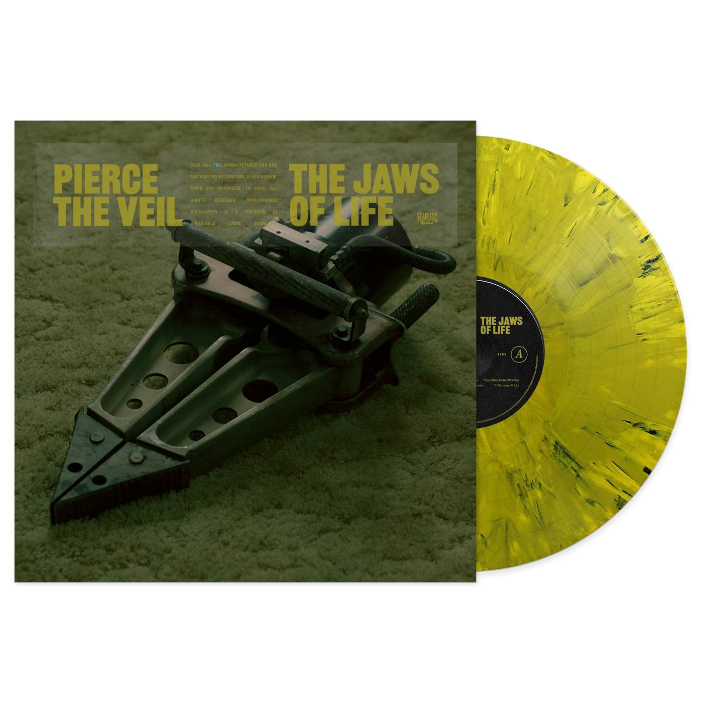 Pierce The Veil "The Jaws Of Life" Yellow And Black Marble Vinyl