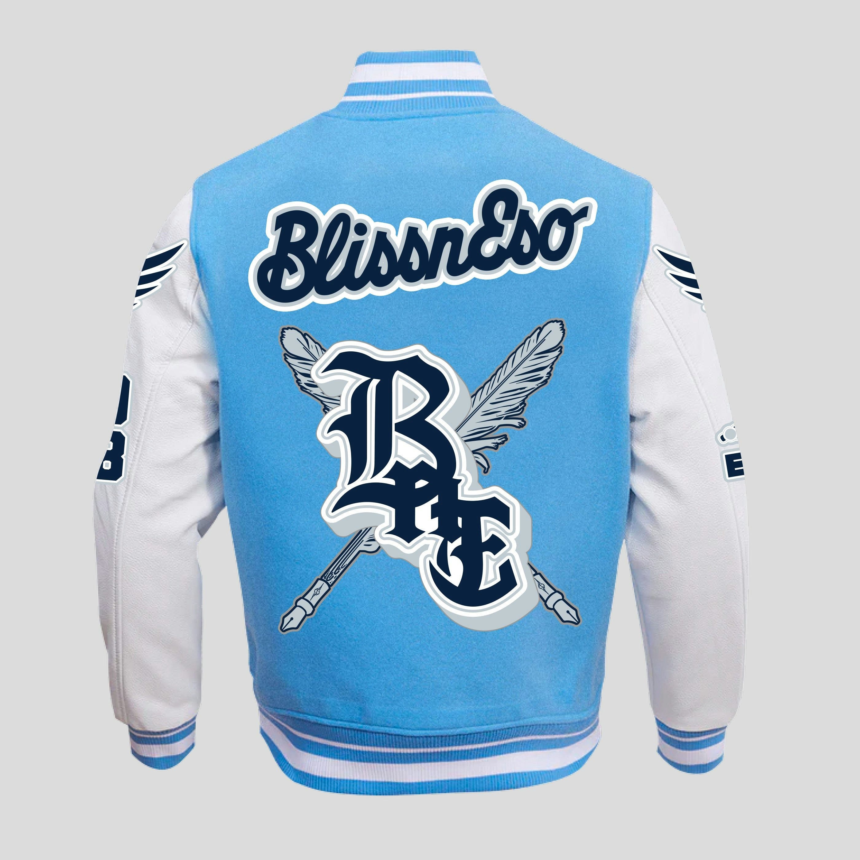 Baby blue sale varsity jacket