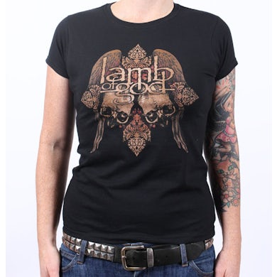 Lamb Of God Girls Ornate Black Tshirt Australian Tour 2010