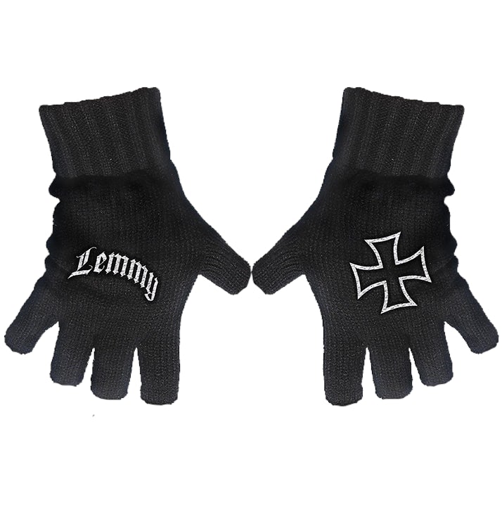 Lemmy 'Logo & Iron Cross' Fingerless Gloves