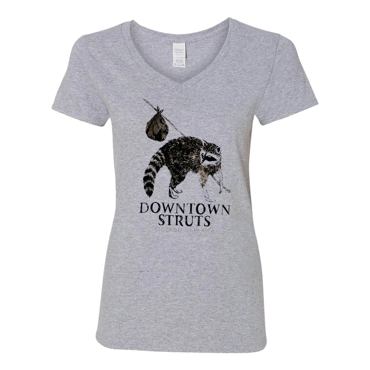 Downtown Struts - Raccoon - Grey - V-Neck - T-Shirt - Fitted