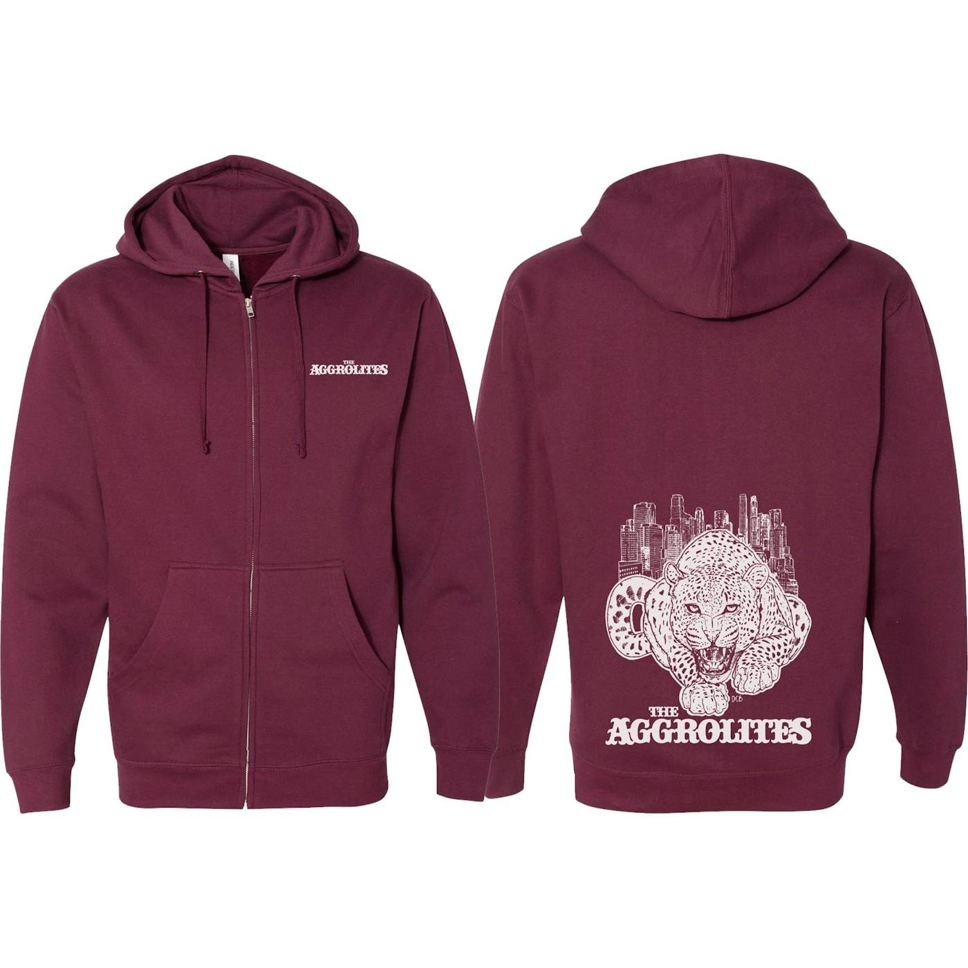 The Aggrolites - Cat - Maroon - Zip-Up Hoodie