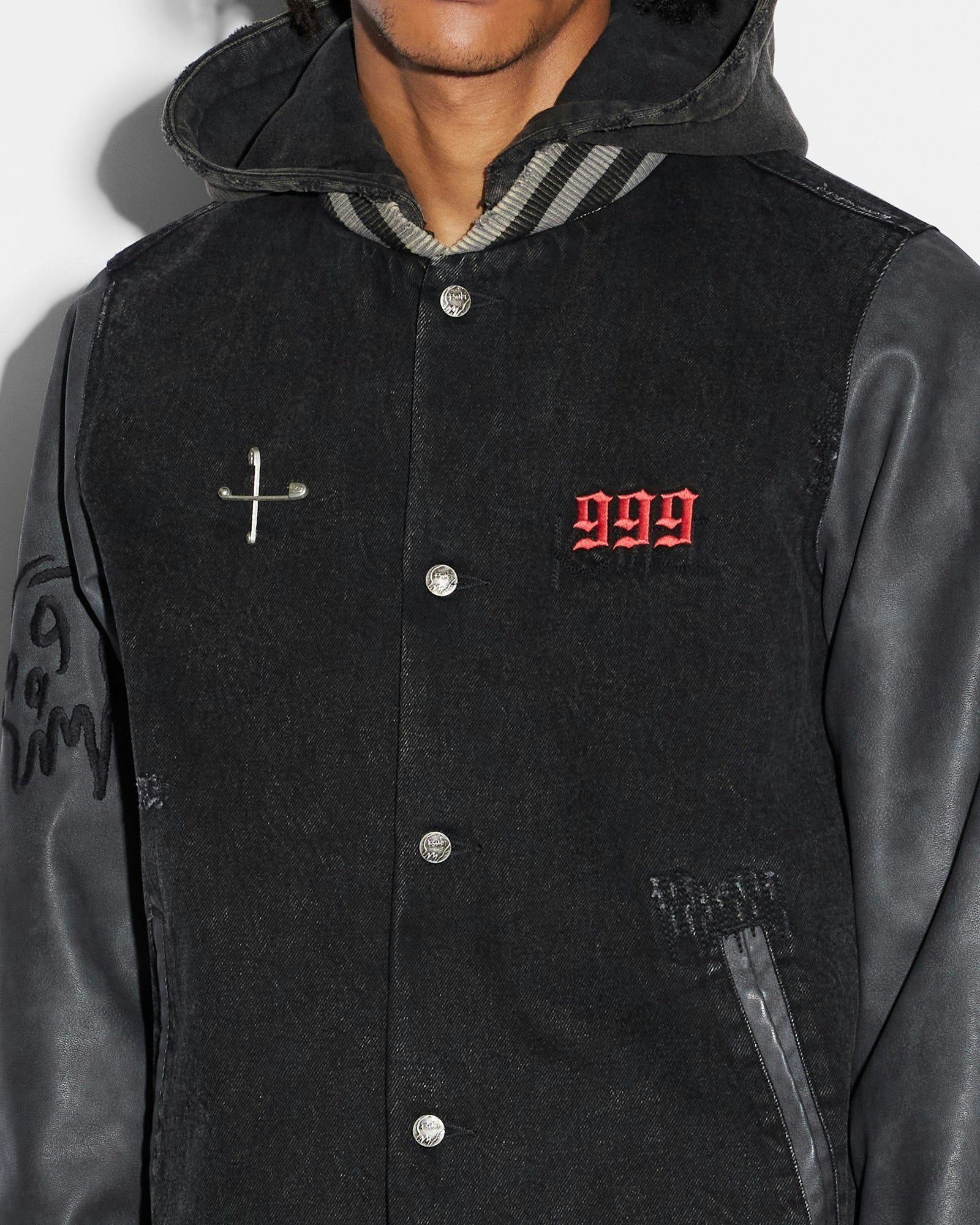 Juice WRLD 999 KOLLEGE JACKET - FADED BLACK $450.00