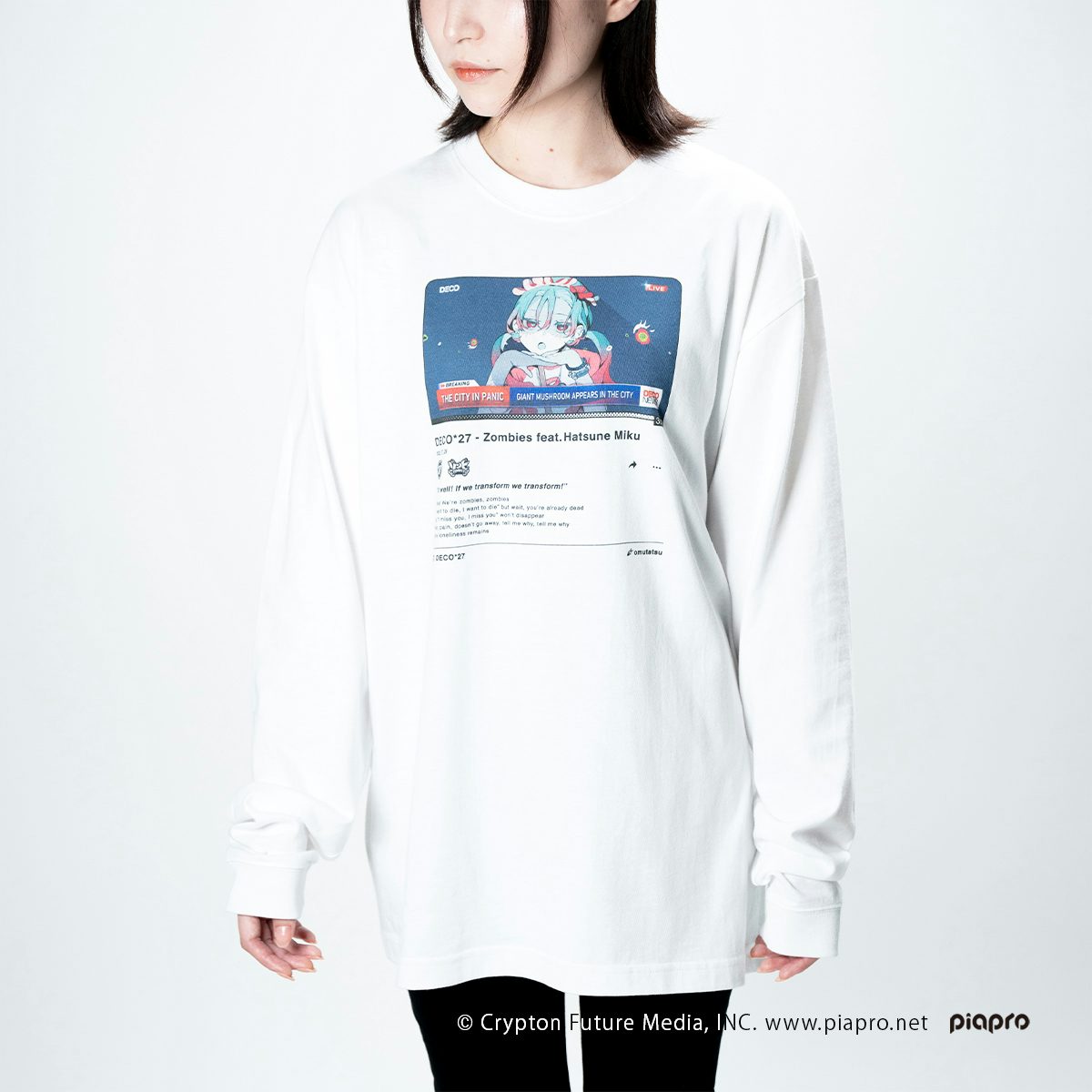 DECO*27 【Zombies】Thumbnail Long Sleeved T-Shirt / White (Pre