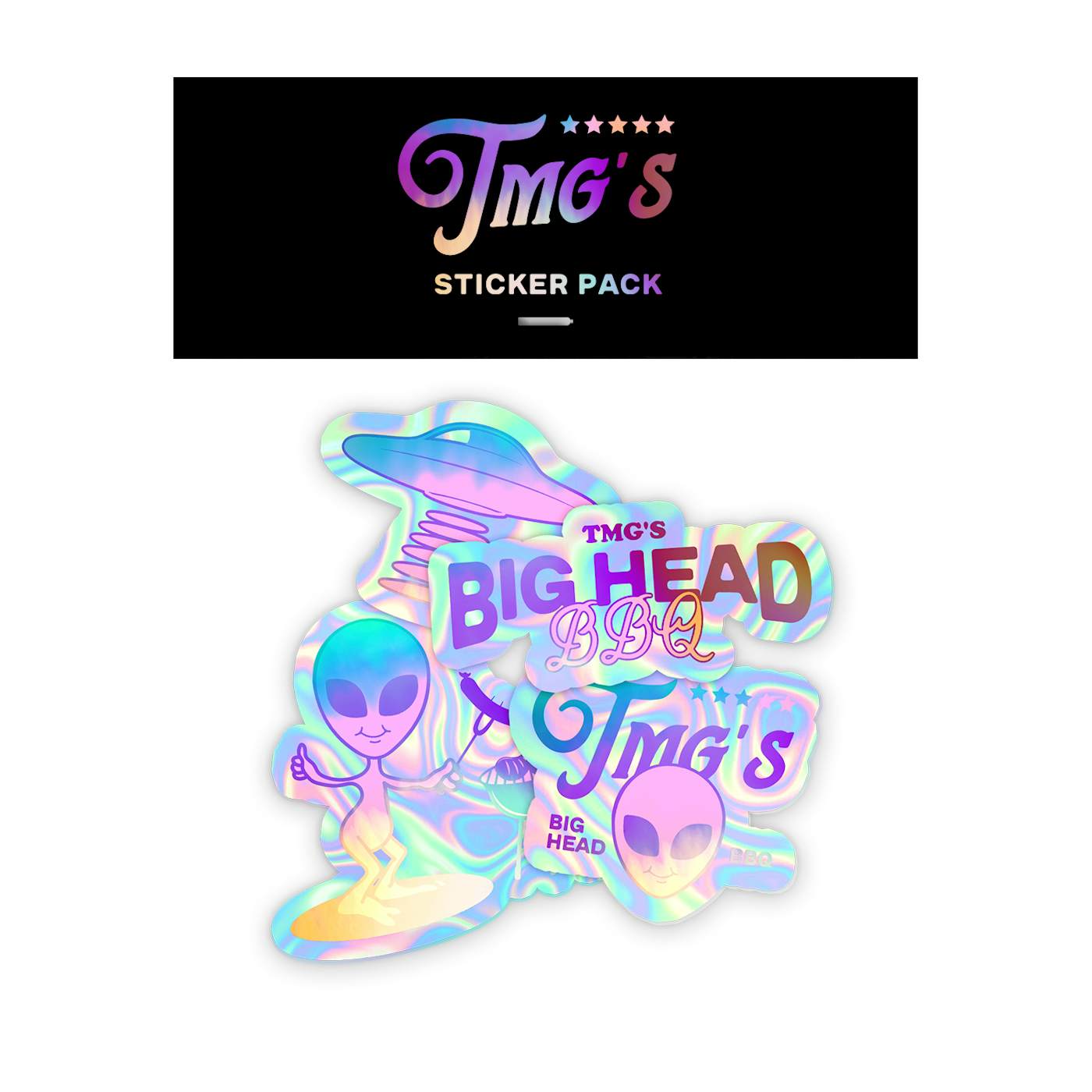 Tiny Meat Gang Big Head BBQ Holographic Sticker Pack