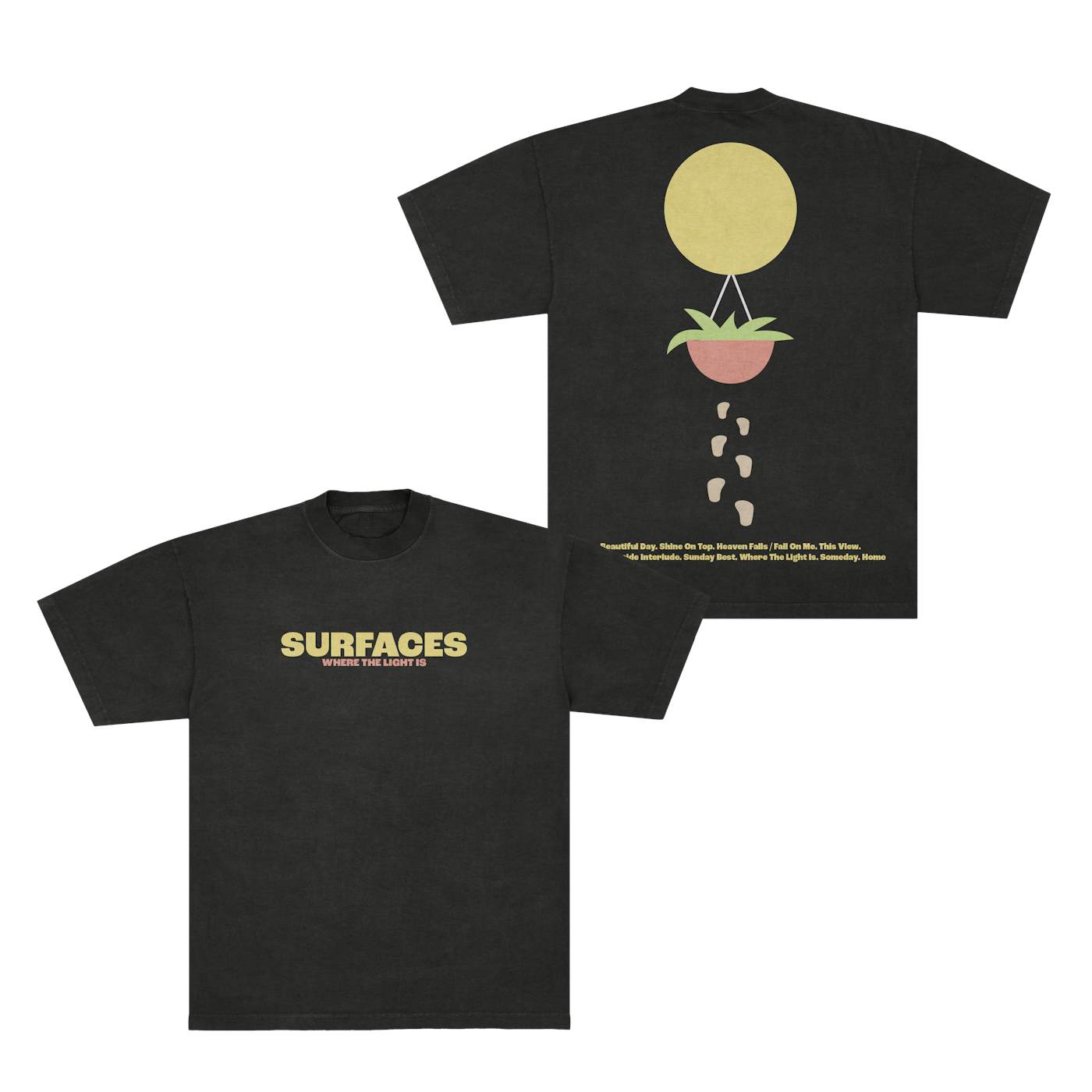Surfaces Where The Light Is Tracklist Black T-Shirt