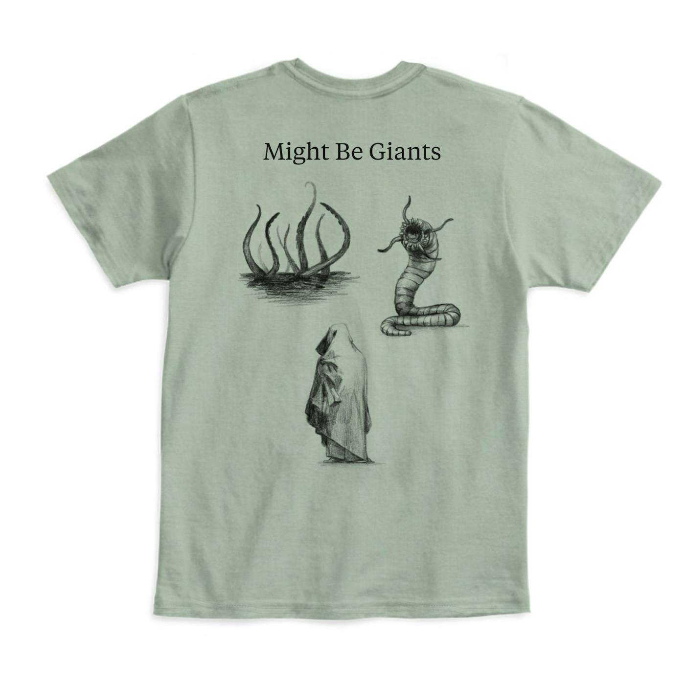 They Might Be Giants Cryptids on Sage Green T-Shirt (Unisex)