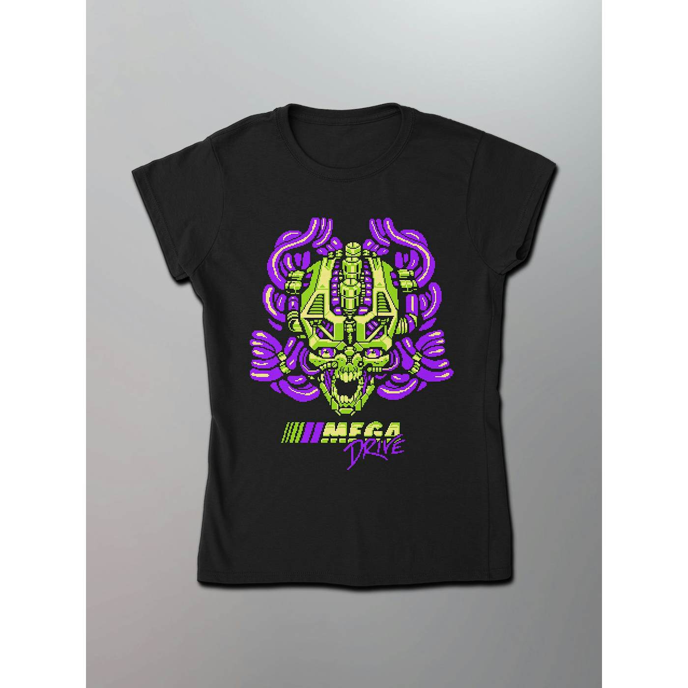 Mega Drive - Pixel Skull Women's Shirt [Purple]