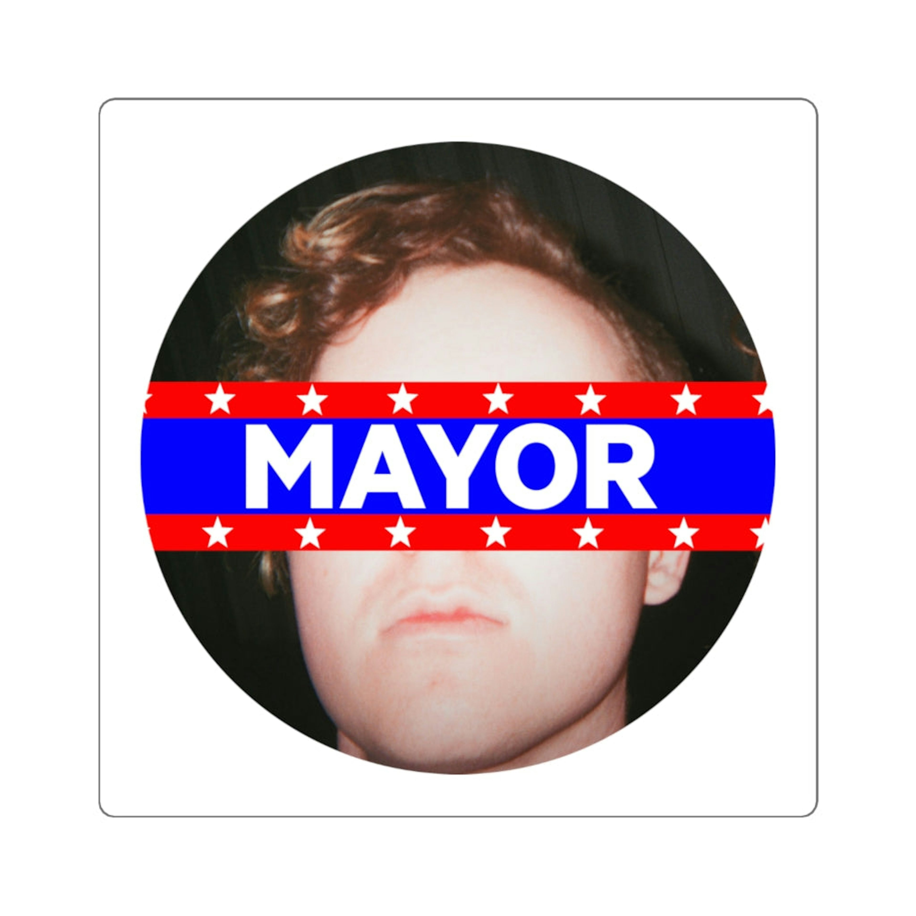 Eddie Island Sticker Mayor Button