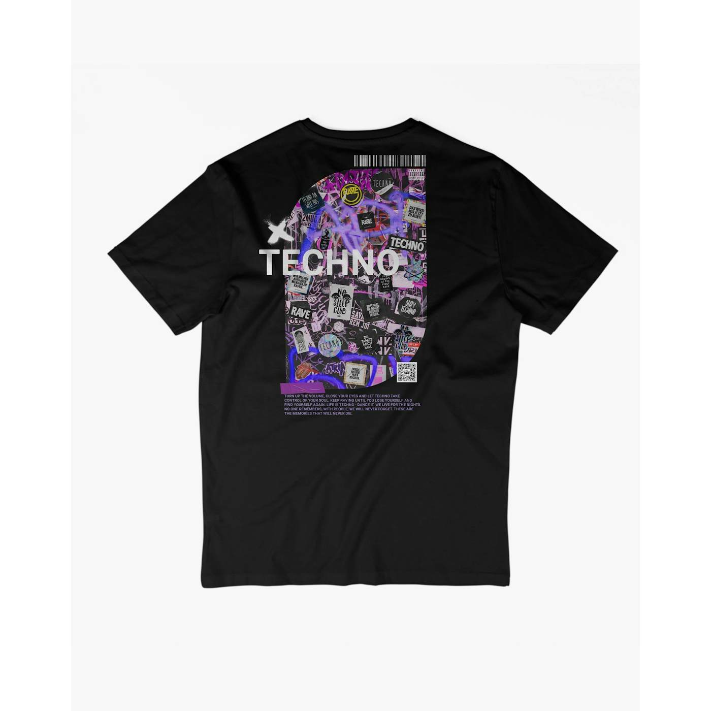 Rave Clothing Techno Wall T-Shirt in schwarz