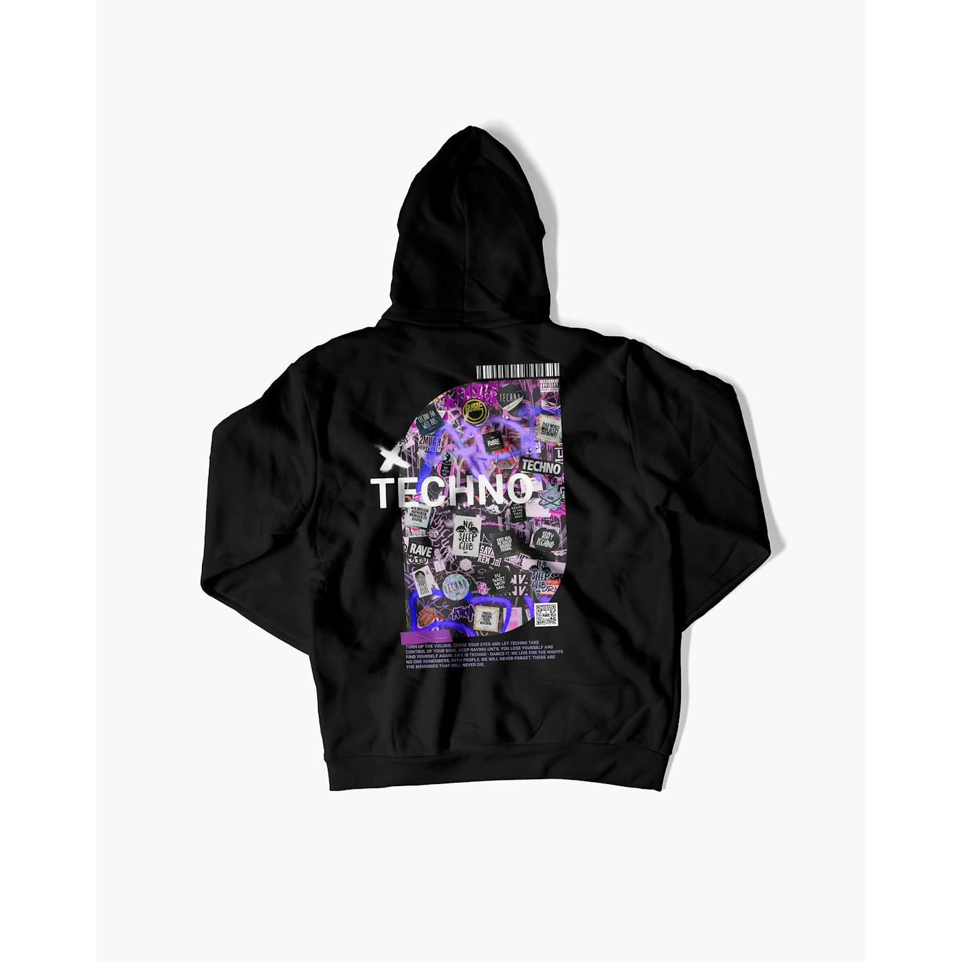 Rave Clothing Techno Wall Hoodie in schwarz