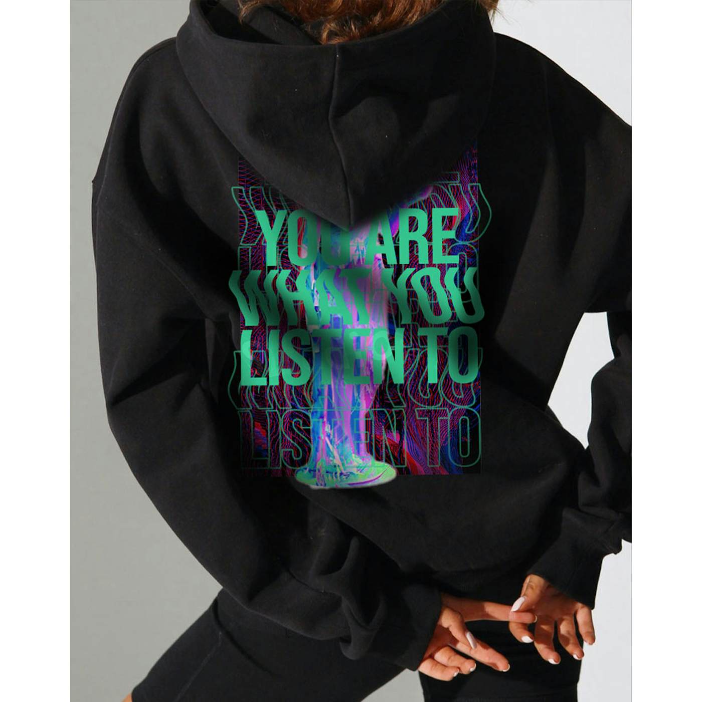 Rave Clothing You are what you listen to Hoodie in schwarz