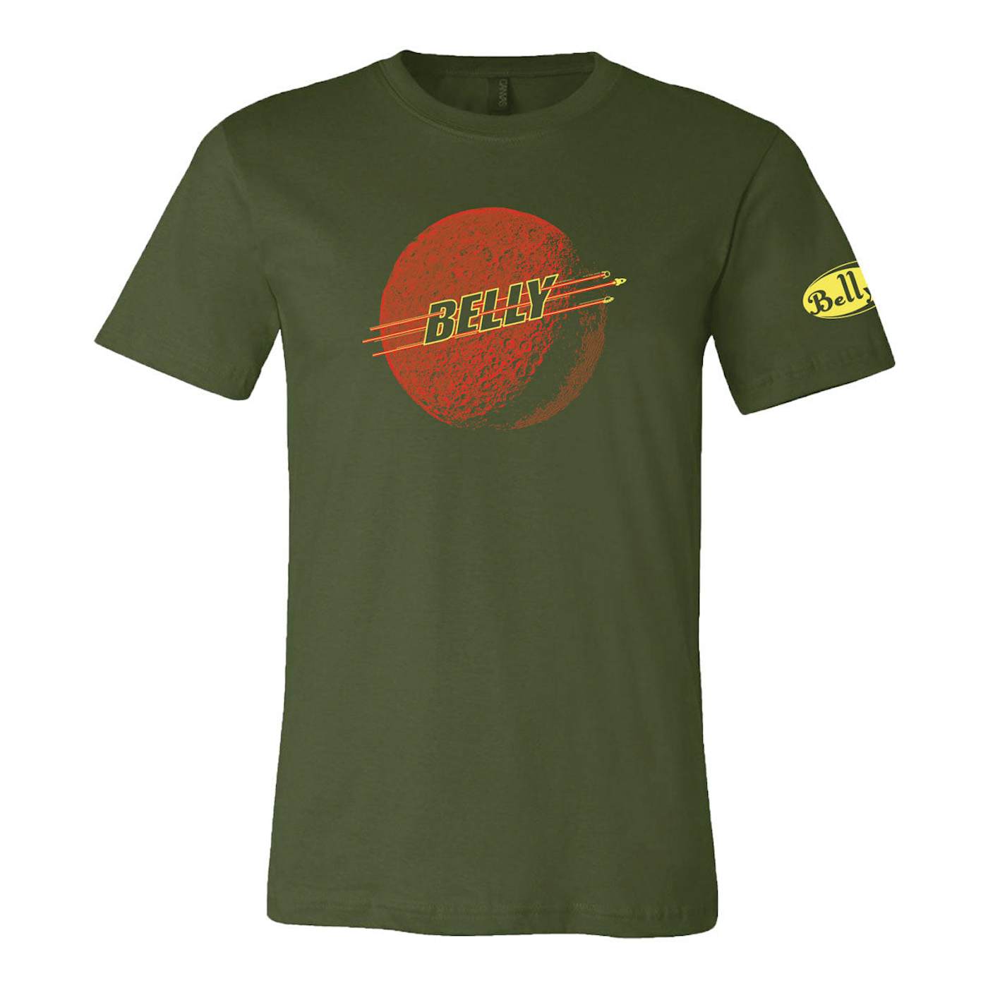 Belly Low Red Moon T-Shirt - Olive
