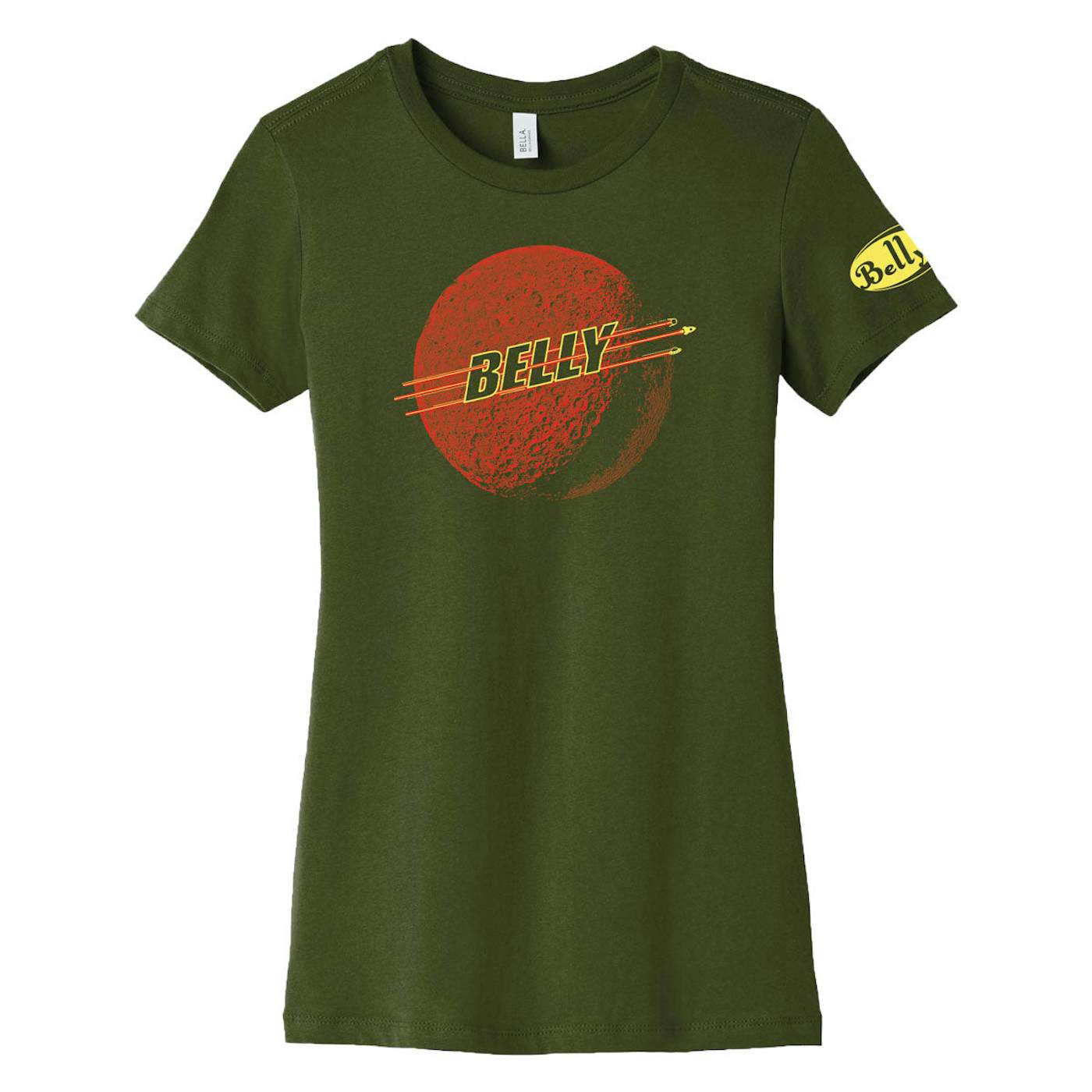Belly Low Red Moon Ladies T-Shirt - Olive