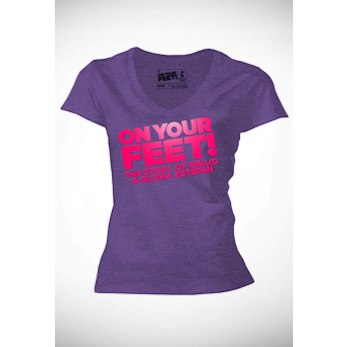 ON YOUR FEET: THE STORY OF EMILIO & GLORIA Logo Purple V-Neck Ladies Tee