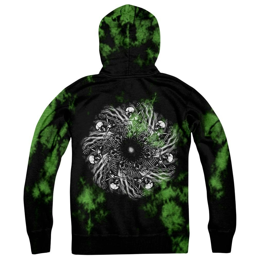 The Faceless Spiraling Void Green Wash Hoodie merchbar