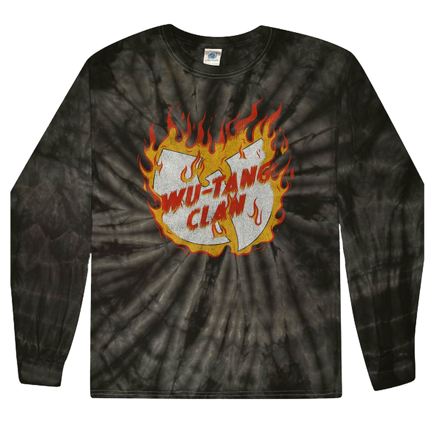 Wu-Tang Clan Flames Logo Long Sleeve Shirt - Black Tie Dye