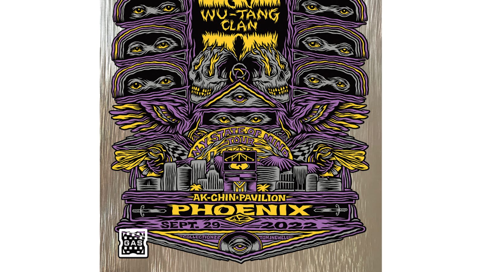 Wu-Tang Clan Limited Edition WuTangClan.com and iconic.collectionzz.com  Exclusive Silver Rain Foil with art by Tom J Newell (Phoenix, AZ)