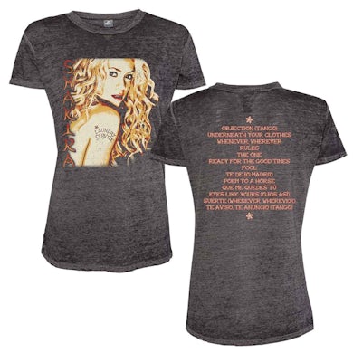 Shakira Laundry Service Cover Ladies Burnout T-shirt - Black