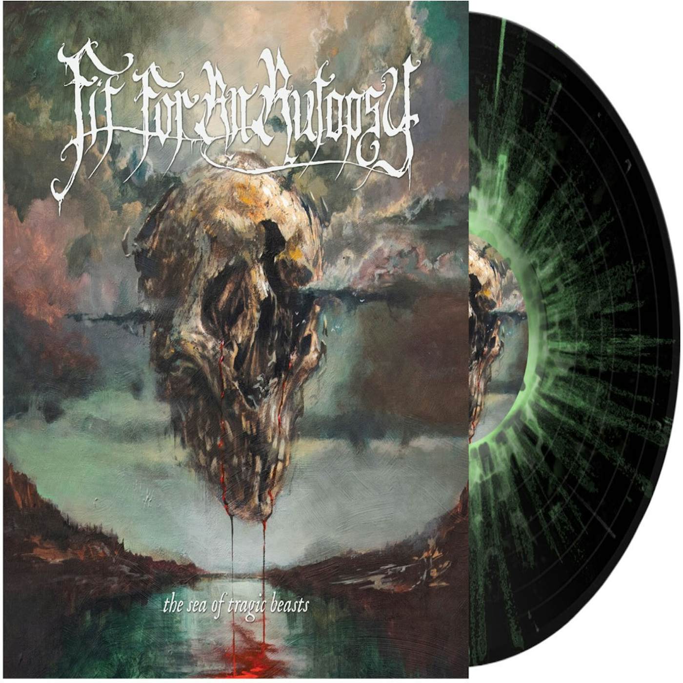 Fit For An Autopsy Sea of Tragic Beasts (Black w Green & White Splatter) Vinyl Record