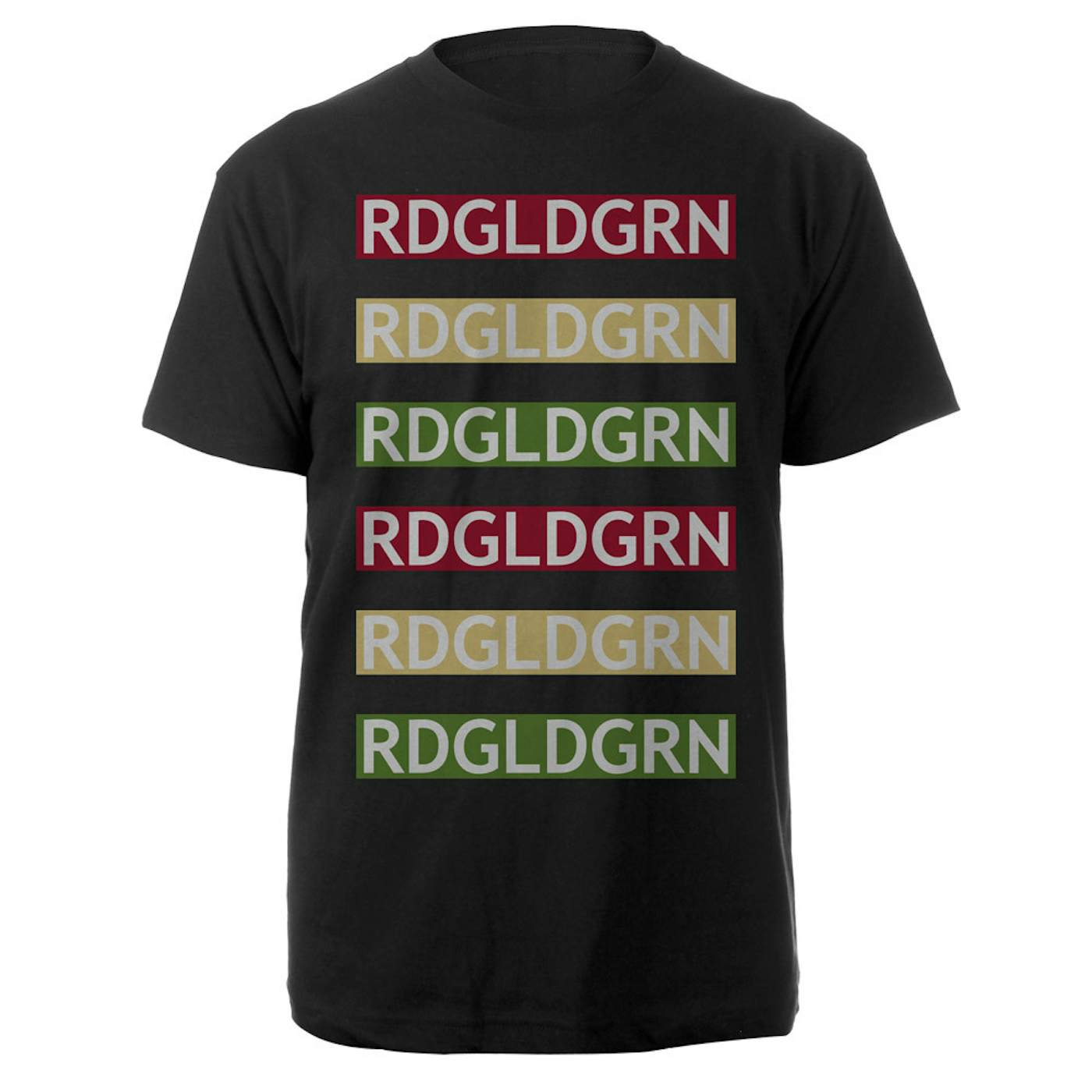 RDGLDGRN Black 6 Stacked Logos Tee
