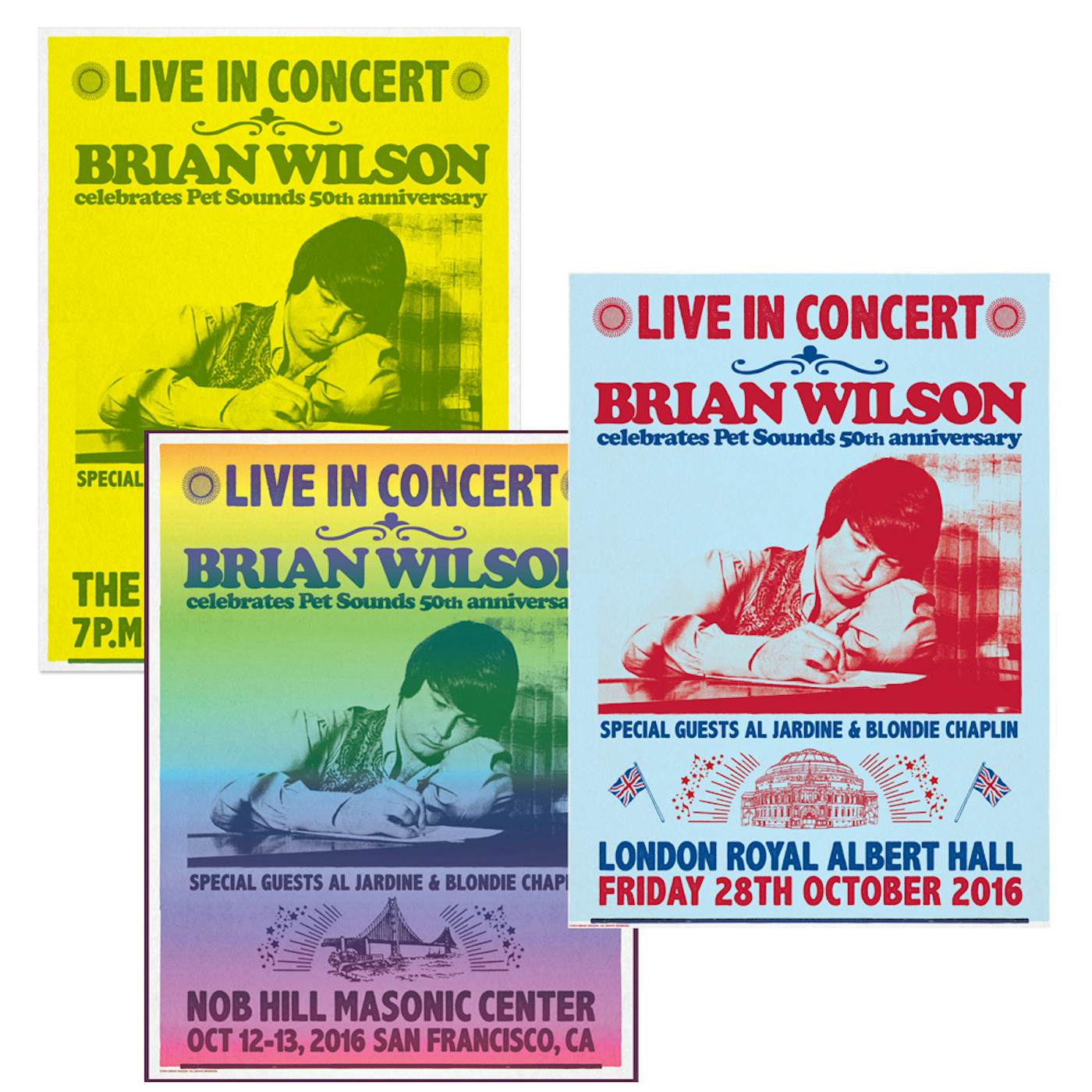 Set of 3 Hand Signed Brian Wilson Lithographs