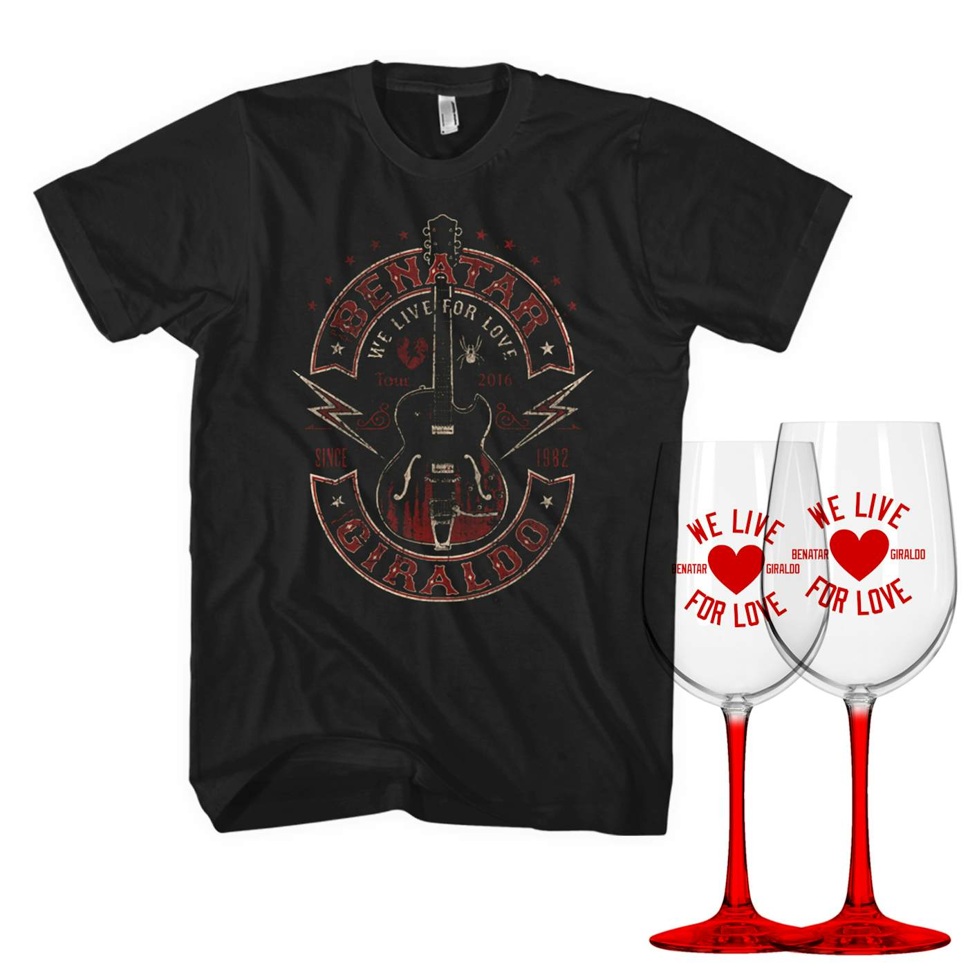 Pat Benatar Live For Love Tee & Wine Glass SetWas:$44.90