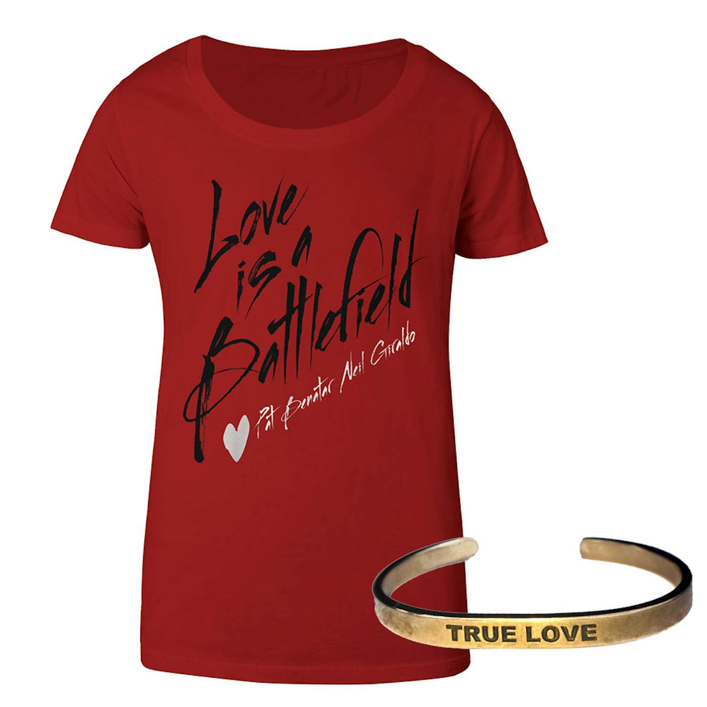 Pat Benatar Ladies Battlefield Tee & True Love braceletWas:59.95