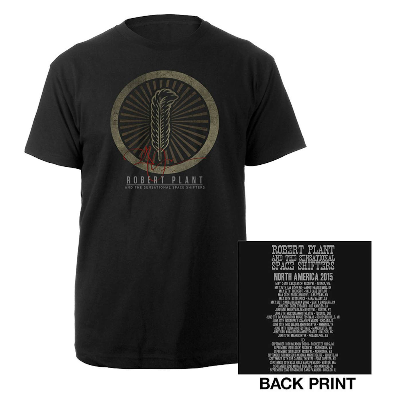 Robert Plant Golden Feather Itinerary Tee