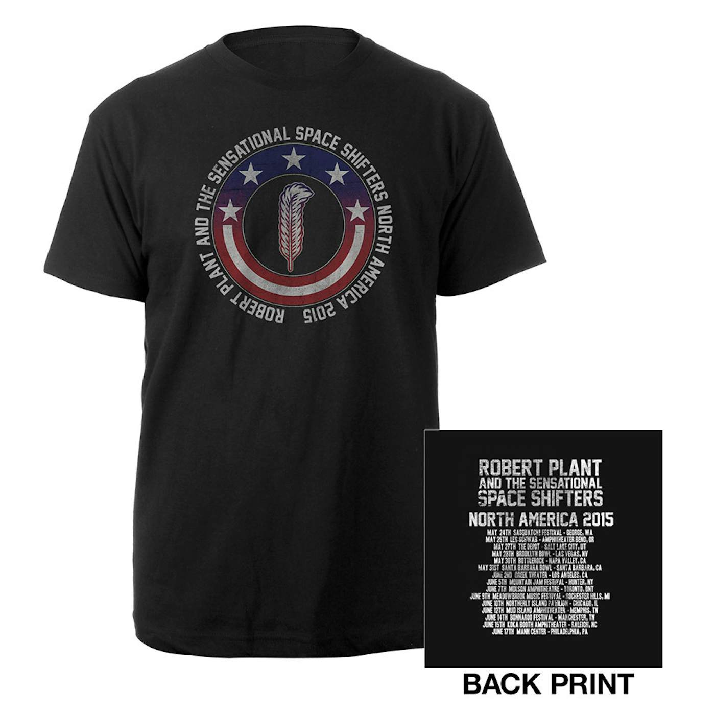 Robert Plant Patriotic Feather Itinerary Tee