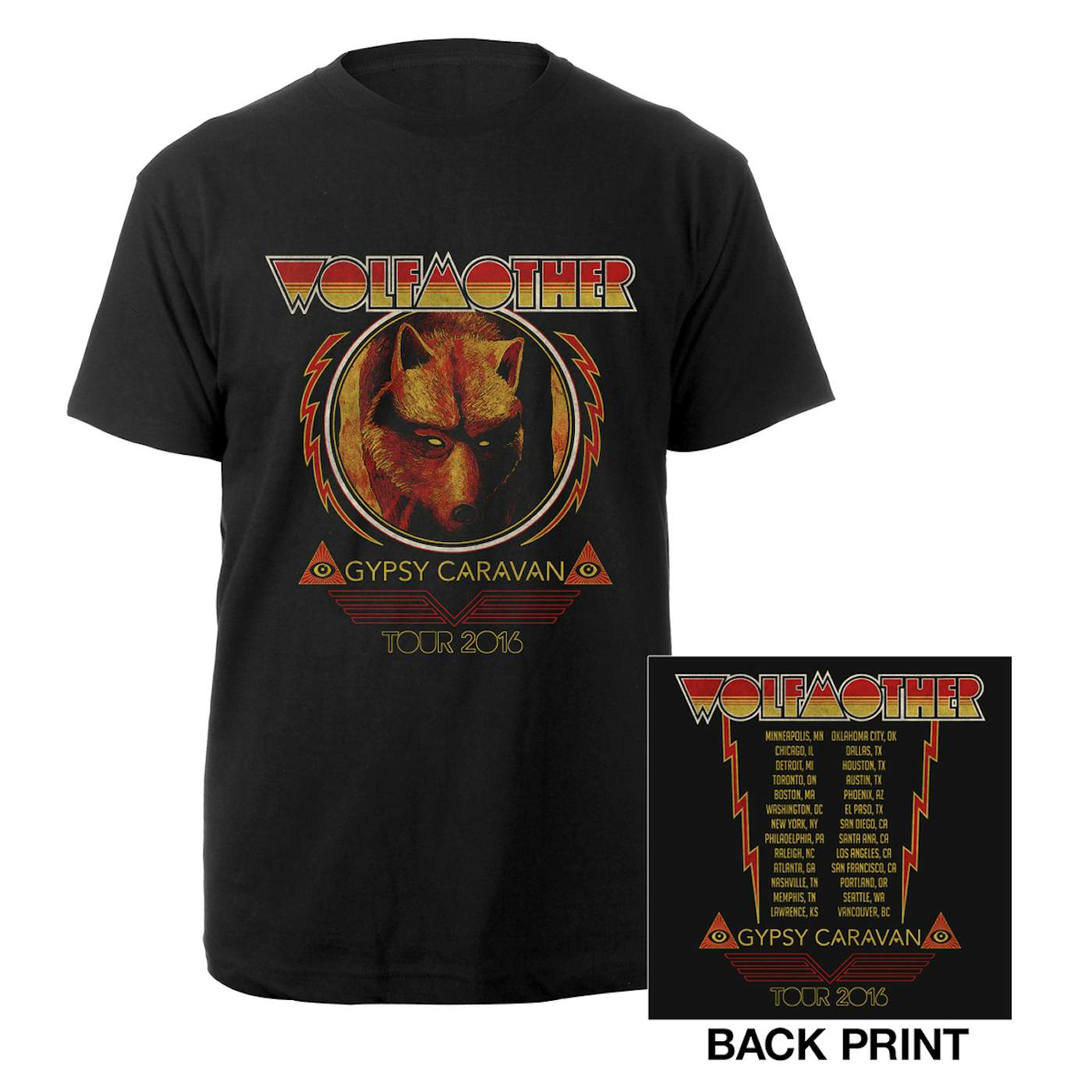 Wolfmother 2016 US Gypsy Caravan Itinerary Tee