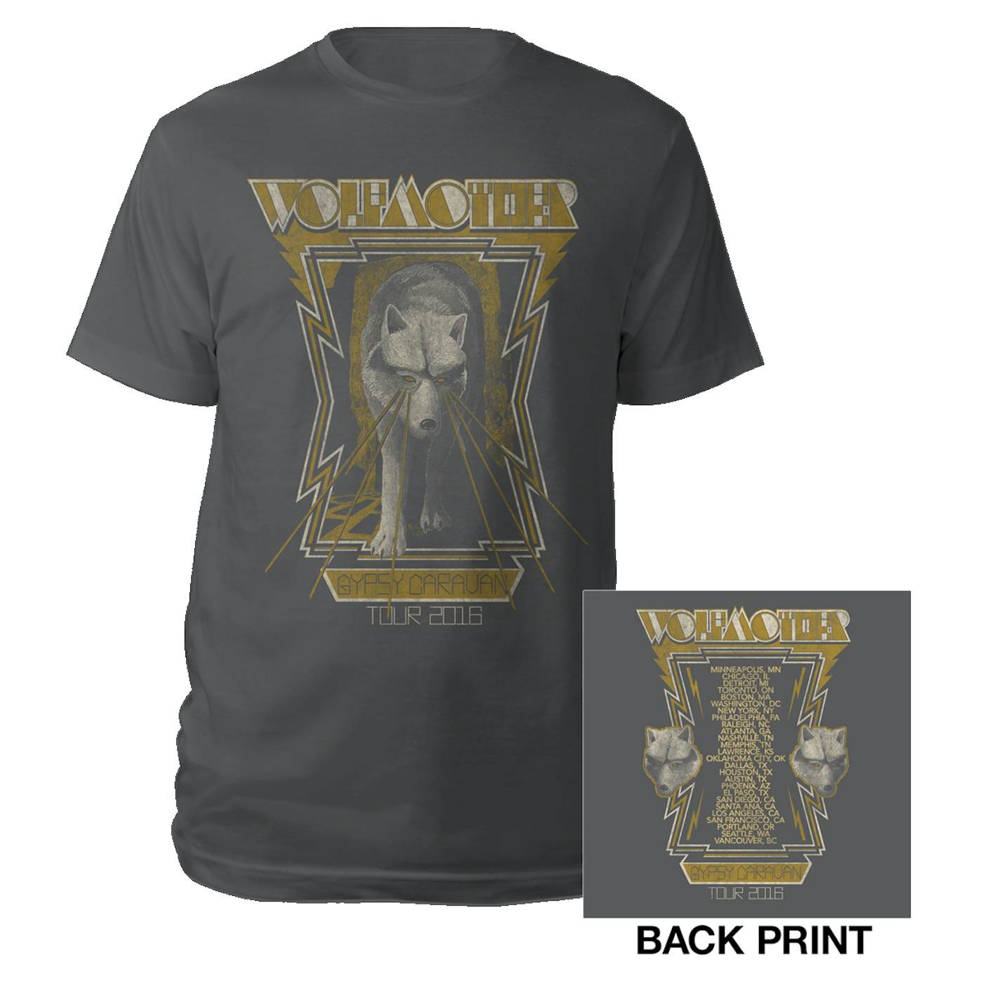 Wolfmother 2016 US Charcoal Itinerary Tee