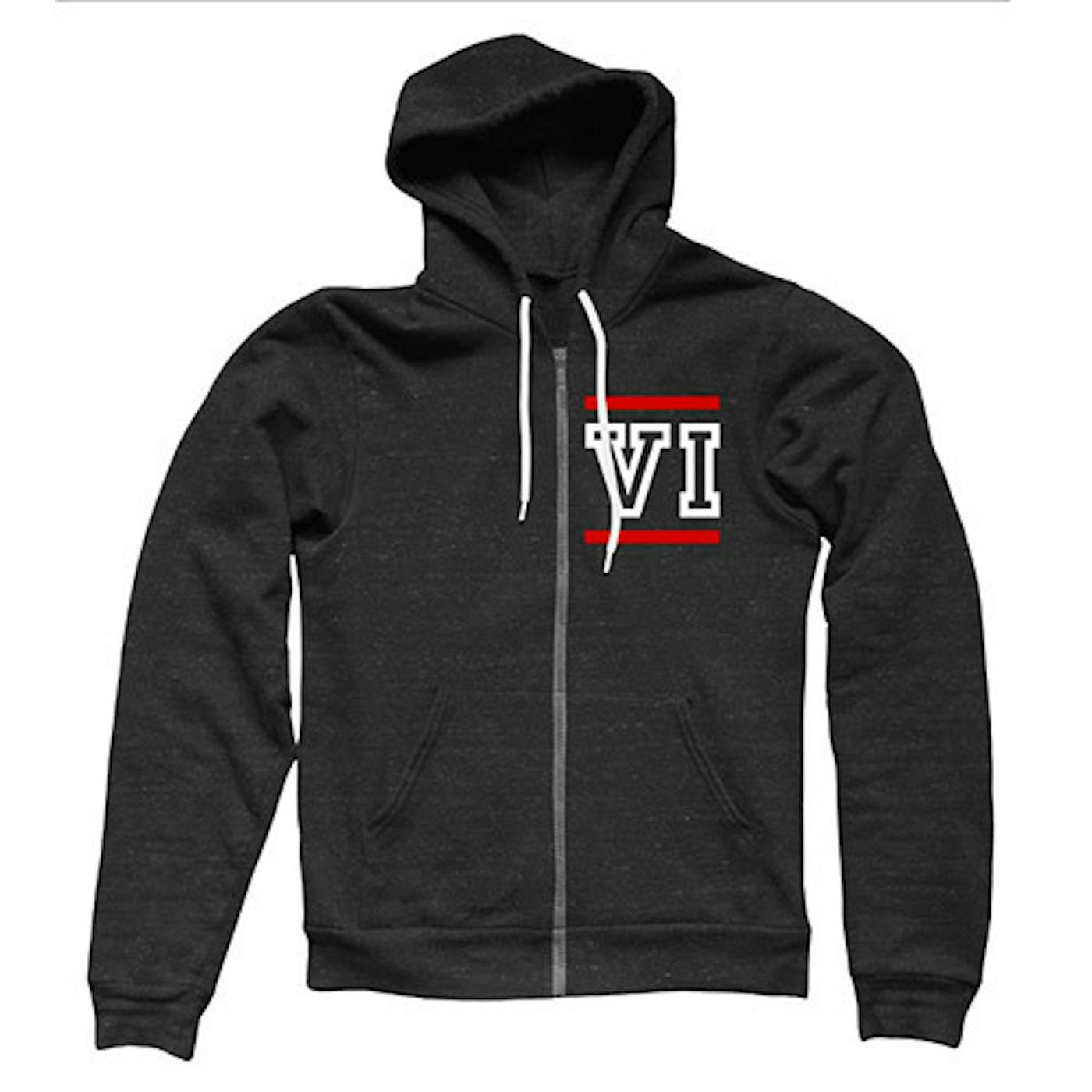 You Me At Six VI Roman Numerals Zip Through Hooded Black Sweat
