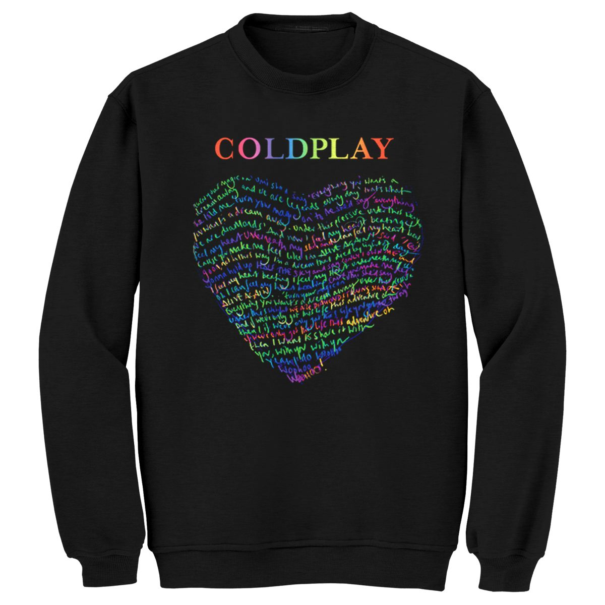 Coldplay Lyric Raglan Crew Neck Sweatshirt