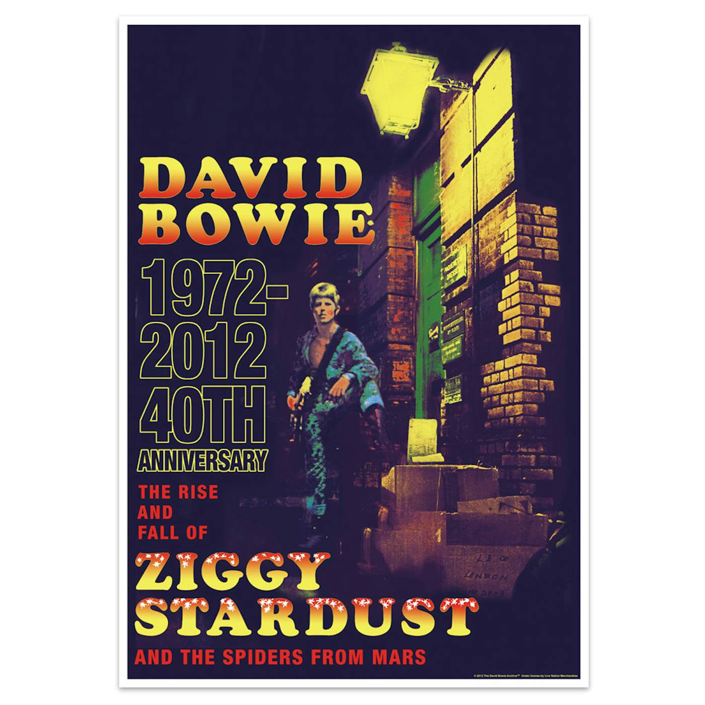 David Bowie 40th Anniversary Ziggy Stardust Vintage Style Print