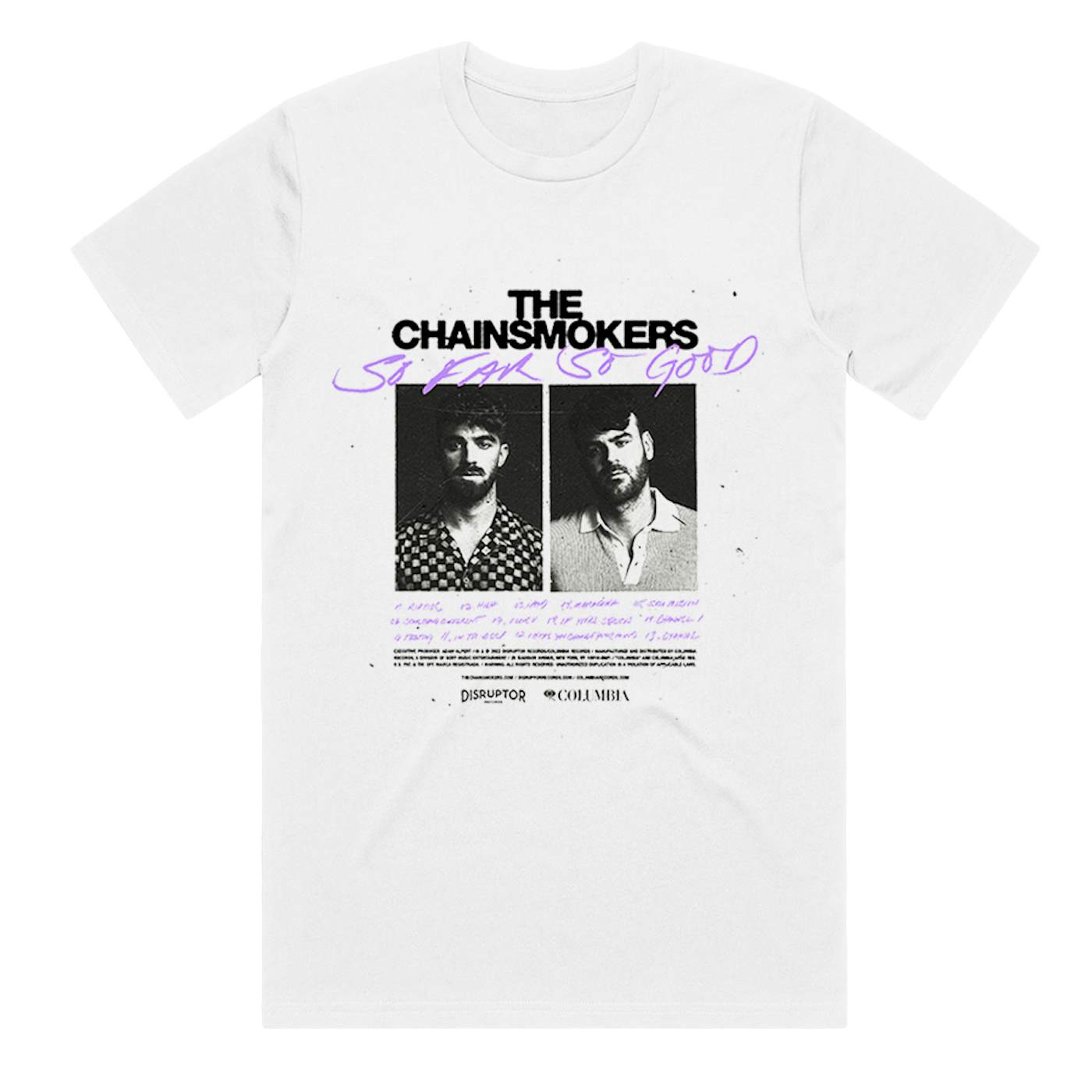 The Chainsmokers "So Far So Good" Tracklist Tee